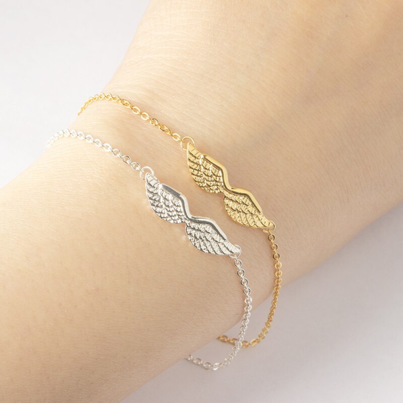 Gold Angel Wing Charm Bracelet Elegant Women's Jewelry Accessory