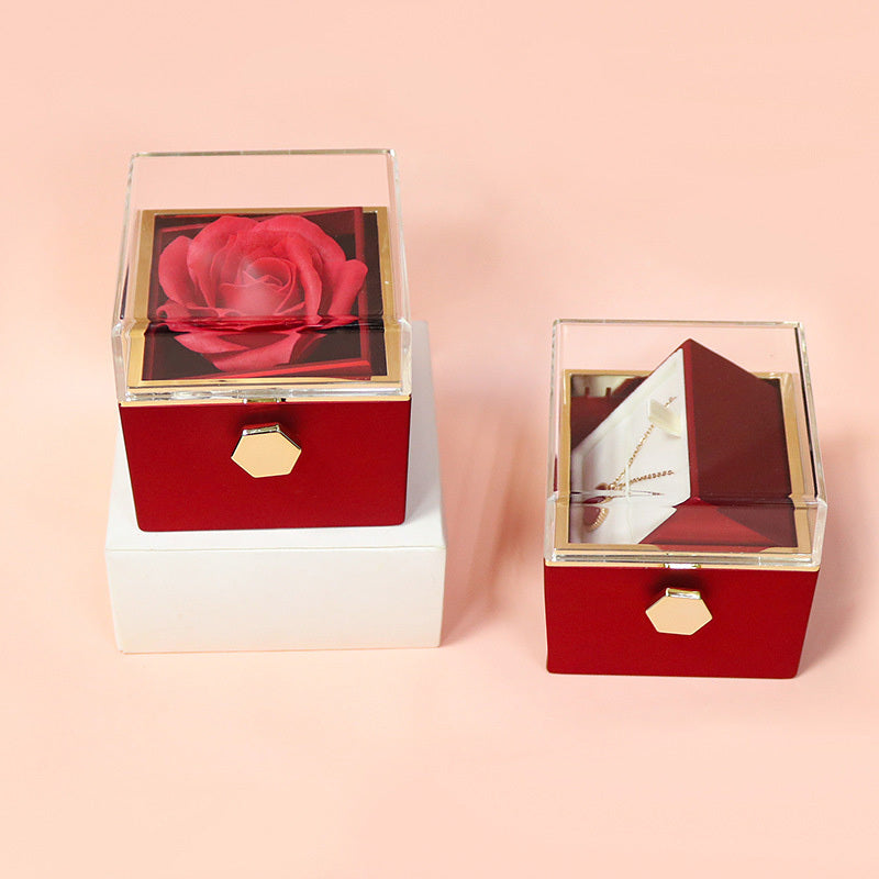 Rotating Soap Flower Rose Jewelry Gift Box Creative Packaging for Women