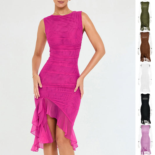 Women's Sleeveless Slim-Fit Mini Dress Sexy Summer Party Clubwear