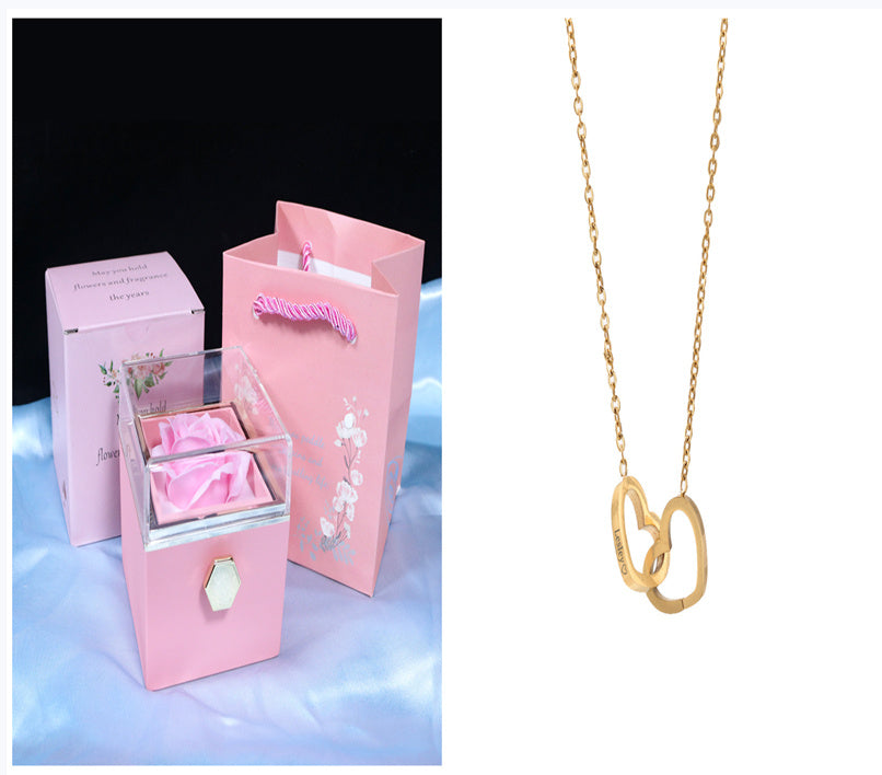 Rotating Soap Flower Rose Jewelry Gift Box Creative Packaging for Women