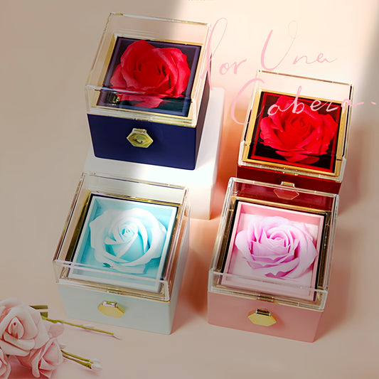 Rotating Soap Flower Rose Jewelry Gift Box Creative Packaging for Women