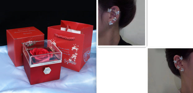 Rotating Soap Flower Rose Jewelry Gift Box Creative Packaging for Women