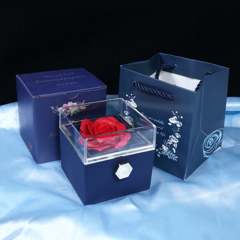 Rotating Soap Flower Rose Jewelry Gift Box Creative Packaging for Women