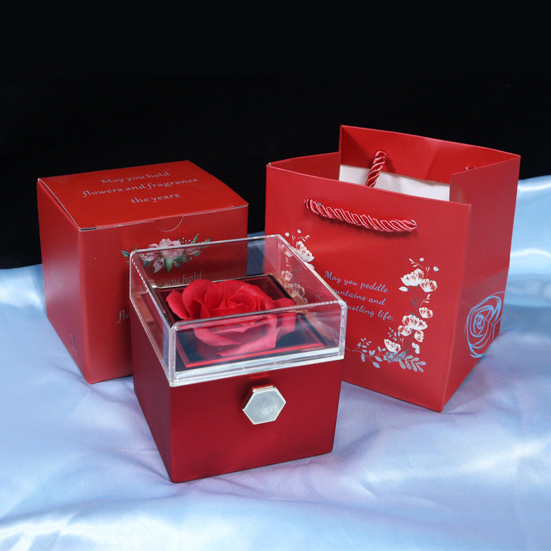 Rotating Soap Flower Rose Jewelry Gift Box Creative Packaging for Women