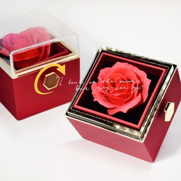 Rotating Soap Flower Rose Jewelry Gift Box Creative Packaging for Women