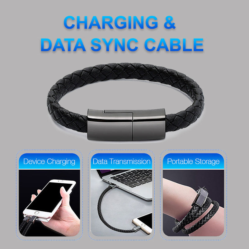 Multifunctional Bracelet Charger USB Charging Cable for iPhone 14/13 Max, USB-C, and Micro USB Devices