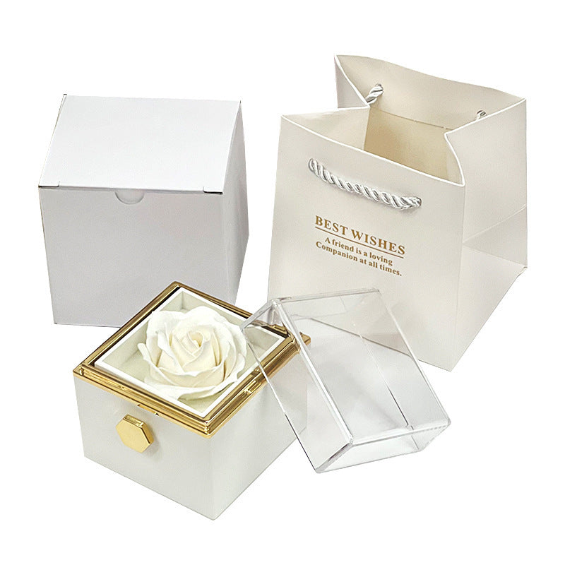 Rotating Soap Flower Rose Jewelry Gift Box Creative Packaging for Women